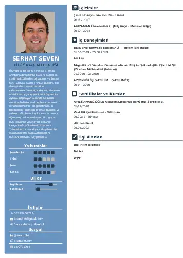 Bilgisayar Mühendisi CV Örnekleri cv indir